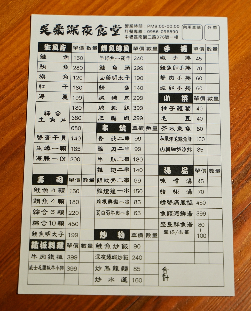 【中壢宵夜推薦】吳桑深夜食堂 – 宵夜時段也能吃到螃蟹痛風鍋、鐵板料理、握壽司聽起來如何！？中壢的朋友一定要筆記起來